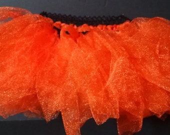 CahcyElilk Women's Pumpkin Tutu Skirt – 6-Layer Orange & Brown Tulle For Halloween & Running