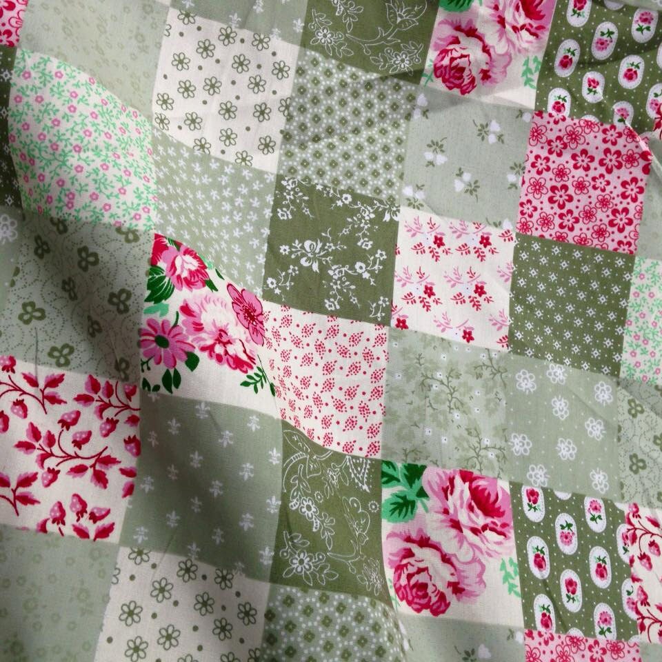 Green Patchwork Fabric UK seller 100 by PinsAndNeedlesGB on Etsy