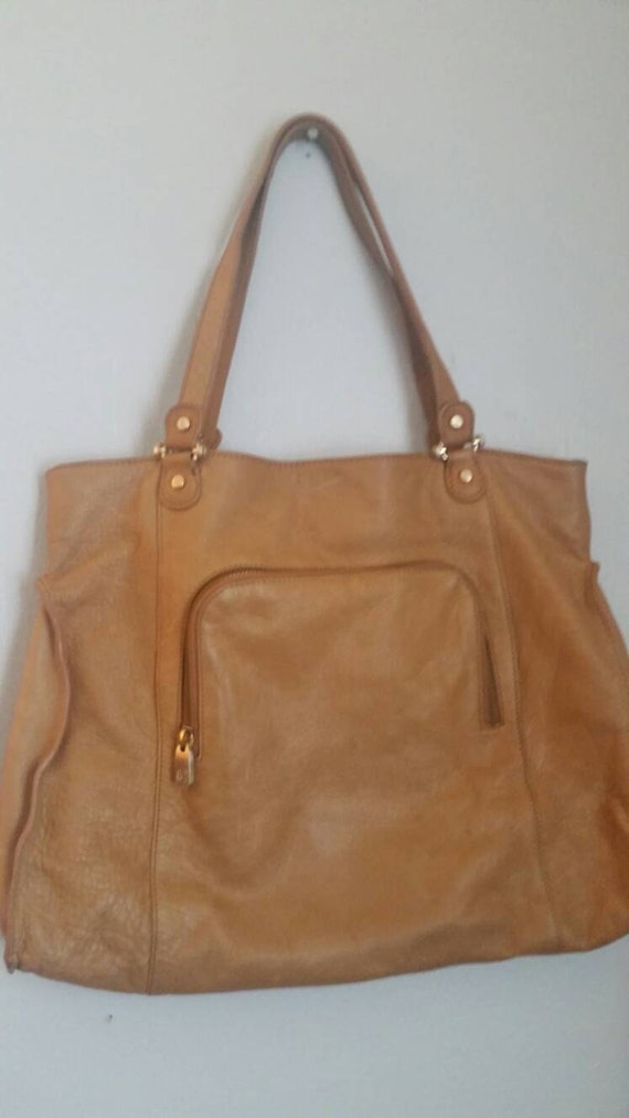 Liz Claiborne tan genuine leather shoulder bag