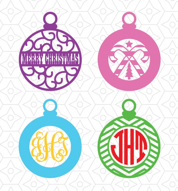 Download Christmas Ornament Monogram Frames DXF SVG and AI Vector