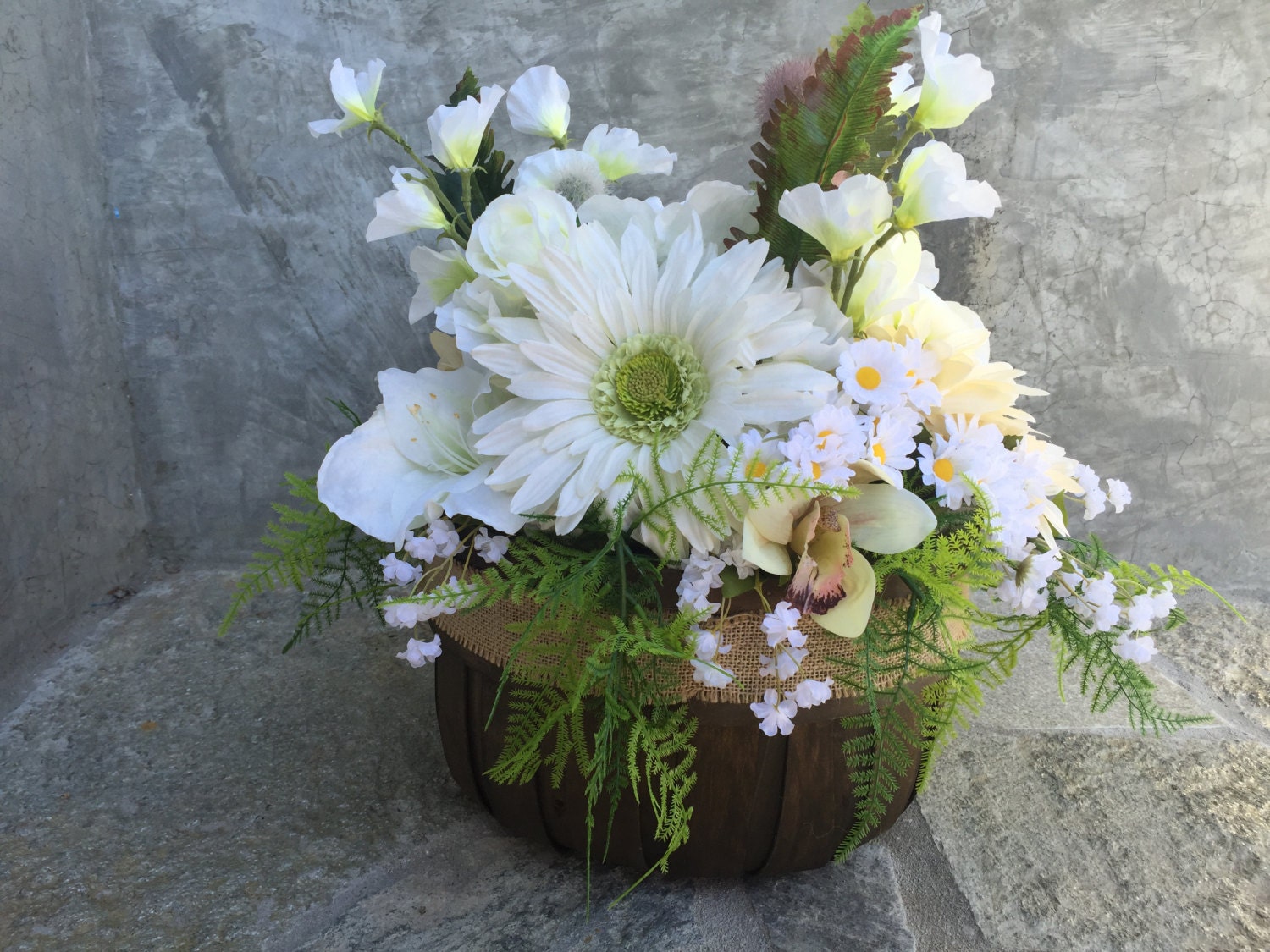 SALE Rustic Flower Centerpiece Arrangement in 11 wide x