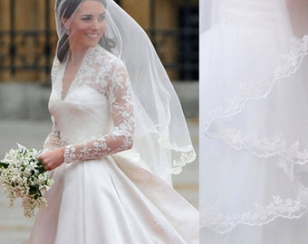 kate middleton veil, inspired, Princess kate veil, Elbow length veil , 1.5M Veil, Wedding Veil, bridal Veil, Lace Veil, LA15011