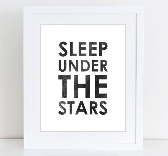 Sleep under the stars Modern print Black and white