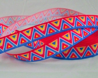 7/8" Aztec Print Grosgrain Ribbon By The Yard, Craft Ribbon, Decorative Trim, 7/8 Inch Grosgrain Ribbon, Dog Collar Ribbon, Printed Ribbon