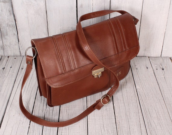 Vintage Brown Leather Bag/ Made In Ireland/ Leather