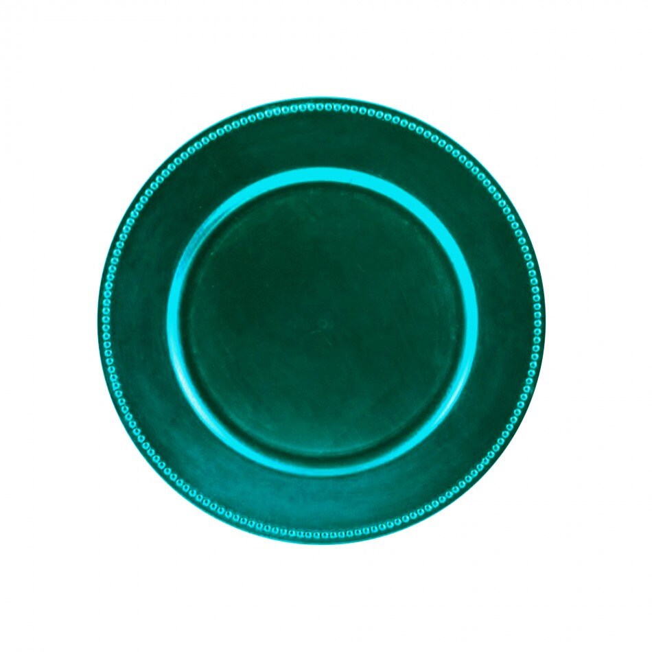 Green peacock charger plate Wedding tableware by YouPartyAnimal