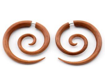 Saba Wooden Large Spiral Organic Fake Gauges
