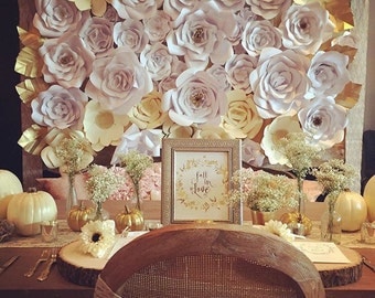 Paper flower wall, paper flower backdrop, vintage inspired. 8'x8' backdrop