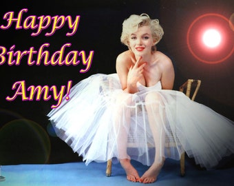 Marilyn Monroe "No Oscar" 1/4 Sheet Edible Image Birthday Cake Topper. ~ Personalized!