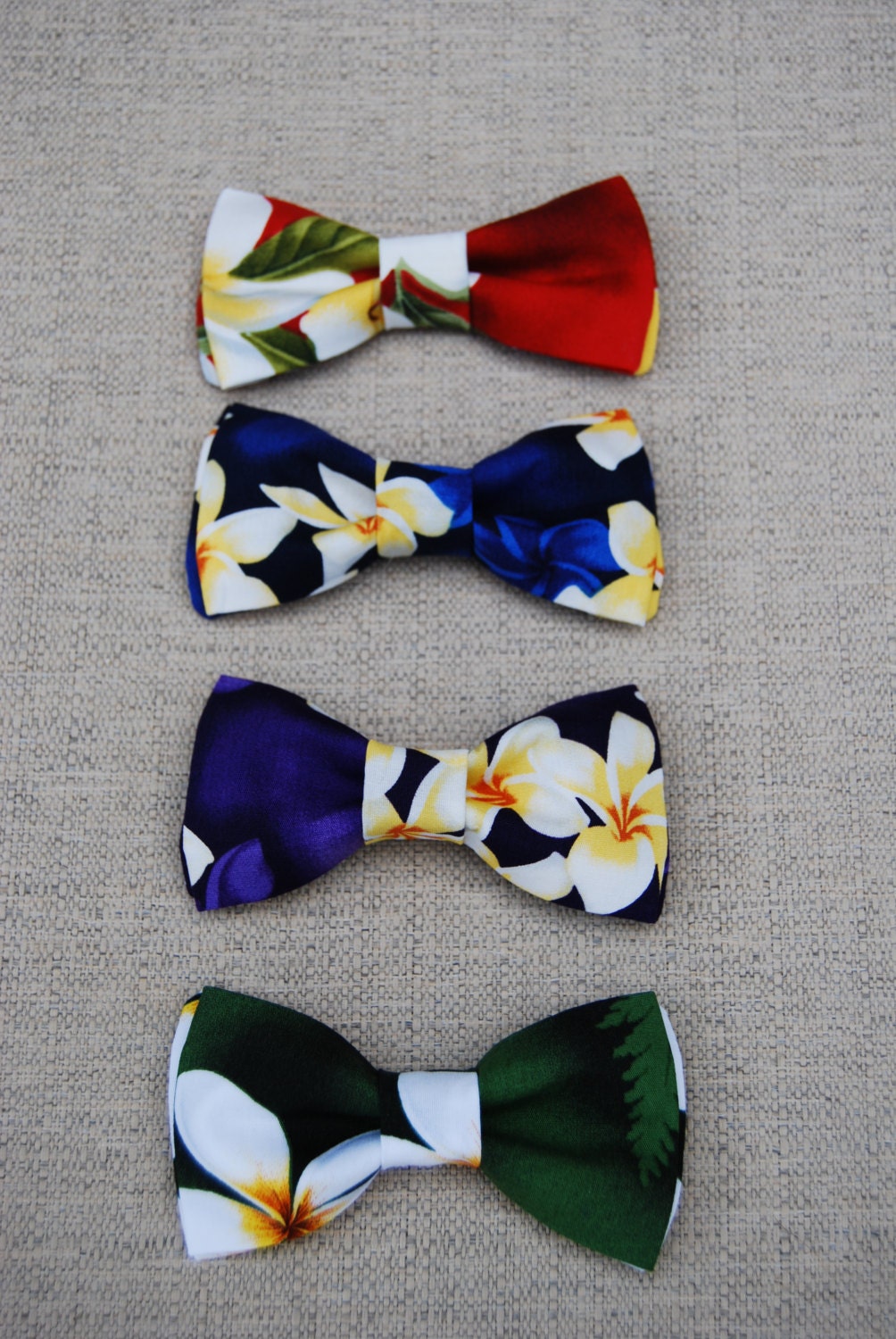 Colorful Hawaiian print bow ties
