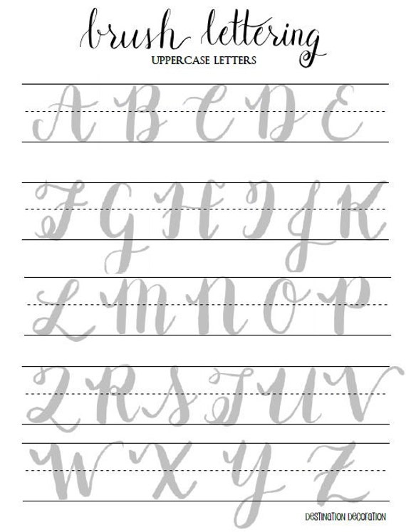 Brush Lettering Practice Worksheets Uppercase Letters