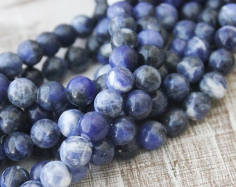 8mm sodalite smooth round blue gemstone throat charka stone gemstone beads blue beads