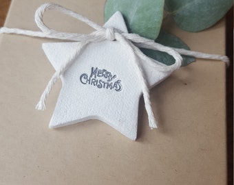 10 Star Christmas Tags ~ Christmas Tags ~ Clay Gift Tags ~ Christmas Gift Wrapping ~ Clay Christmas Tags