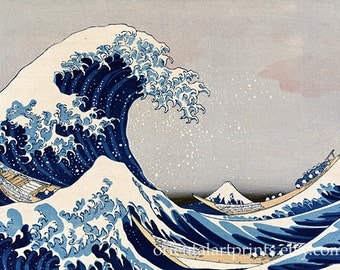 Japanese wave art | Etsy