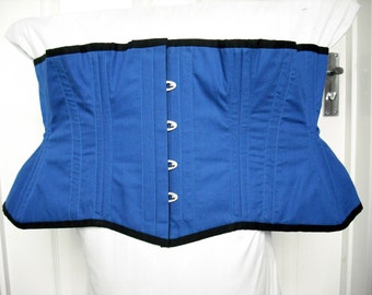 Sample blue cotton corset, 40 inches