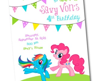 My little Pony Birthday Invitation -PRINTABLE -Rainbow Dash -CUSTOM -Pinkie Pie -Girl Birthday -My Little Pony -Pinkie Pie Invitation -Pony