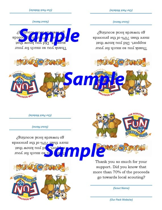 Cub Scout Popcorn Thank You for Your Support Card by JenJensPlace