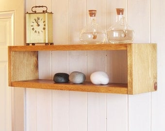 Simple Beautiful Floating Wood Cube Wall Shelf