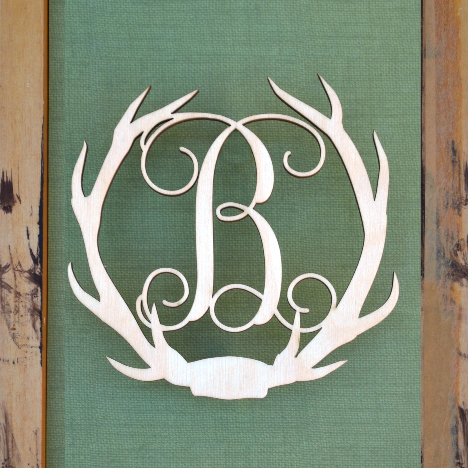 Unfinished Wooden Monogram Deer Antler Home Decor Great