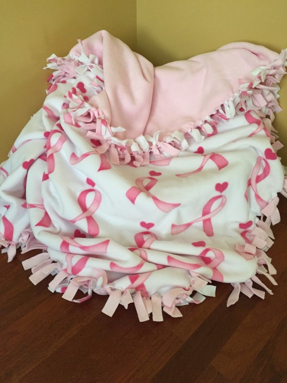 Breast Cancer Awareness Ribbon NoSew Blanket by MonkeyandMiss