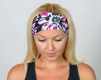 Yoga Headband Black Workout Headband Running Headband Fitness Headband Wicking Headband Fashion Headband Women Head Wrap Wide Headband