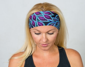 Yoga Headband Workout Headband Purple Yoga Headband Running Headband Boho Wide Headband No Slip Headband Hippie Headband Wicking Headband