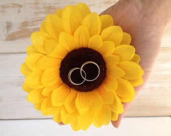 Sunflower Ring Pillow Alternative Ring Holder Ring Bearer Wedding Rings Rustic Wedding pillow