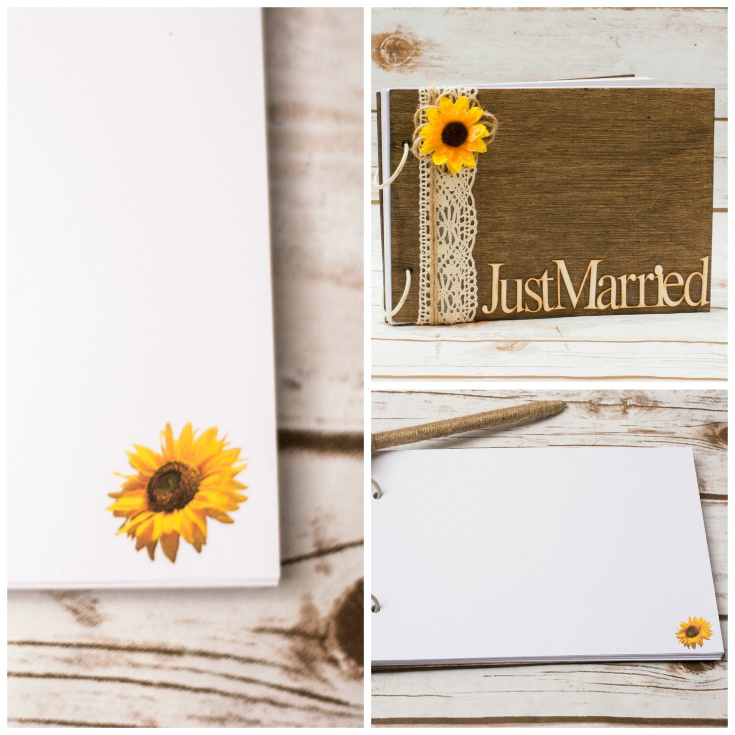 Sunfower Guest Book Sunflower Wedding Guestbook Vow Books