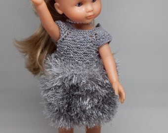 Robe boule grise à perles pour poupée 33 cm