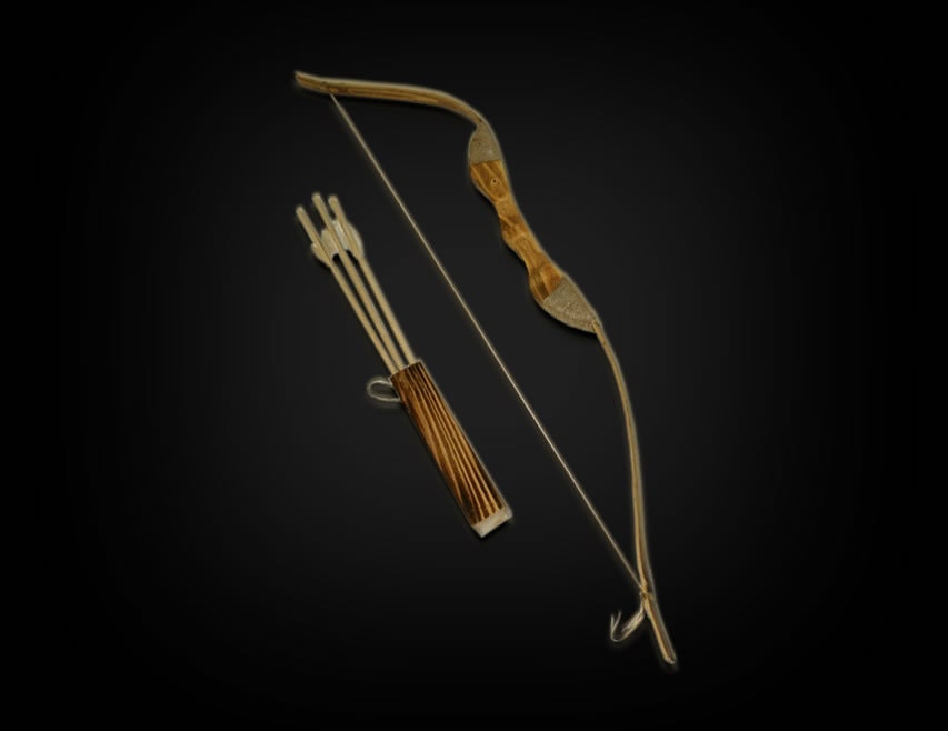 wooden toy bow and arrow set