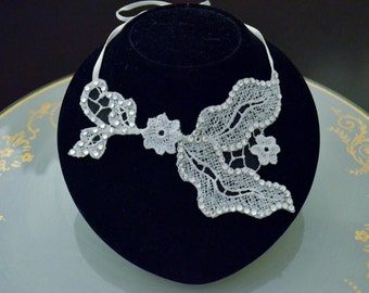 Bridal necklaces, lace necklaces, wedding lace necklace, white necklace.