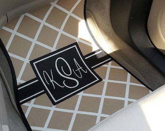 Personalized Custom Design Monogram CAR MATS for Front (Set of 2) - Personalized with Pattern, Color and Frame