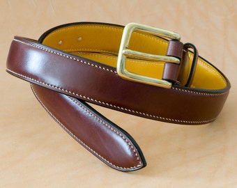 Hand stitched leather belt (32 mm)