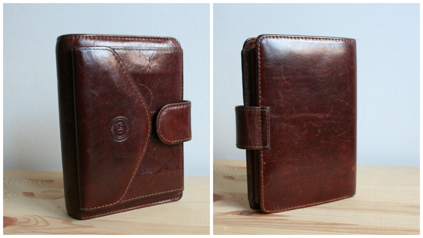 Vintage Leather Brown Wallet and Day Timer Italian GIUDI