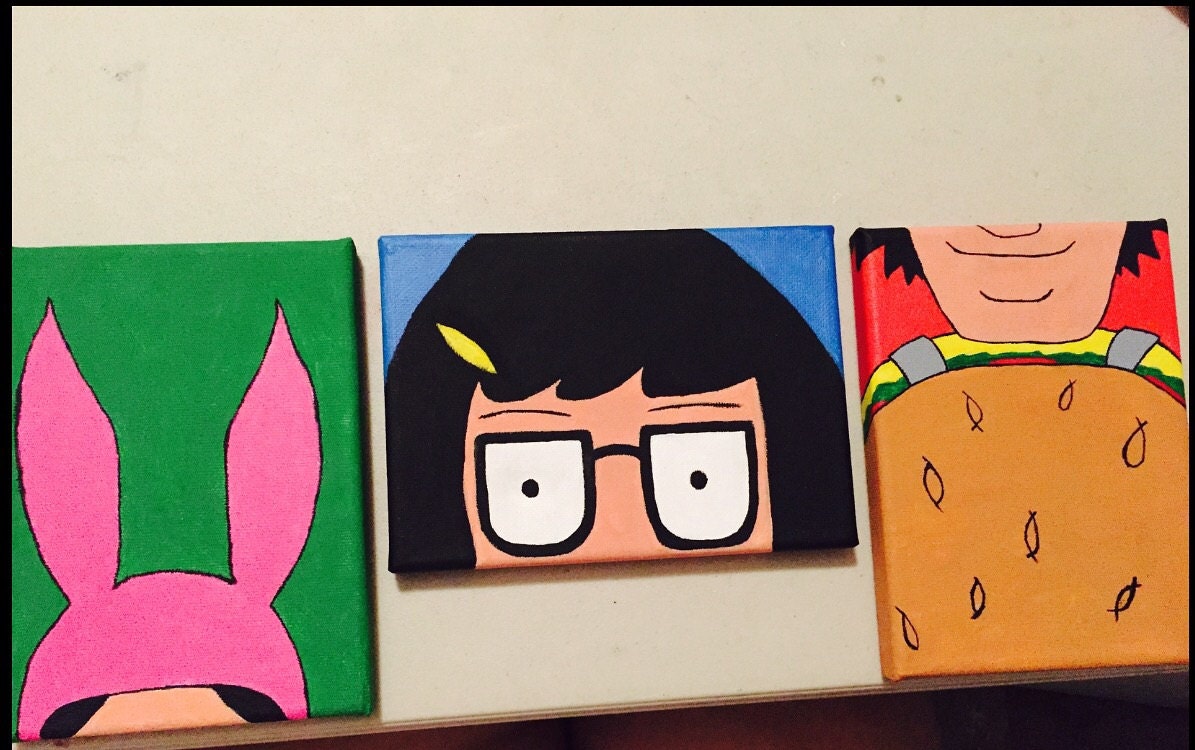 Set of 3 Bob's burgers paintings by SurelyShirleyCrafts on Etsy