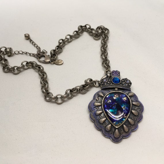 CHICO'S Necklace Silver Blue Vintage Necklace Pendant