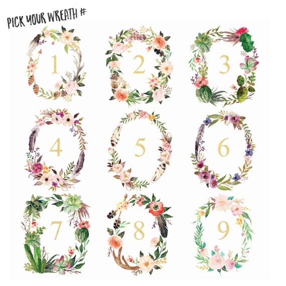 Floral Wreath Print Floral Wreath Monogram Watercolor