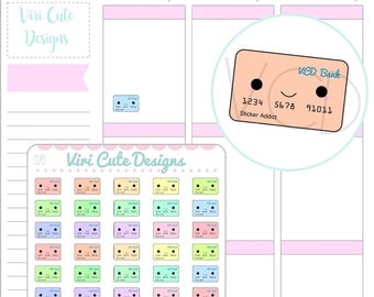 Kawaii Credit Card Planner Stickers, financial stickers, money sticckers, credit card stickers, kawaii planner stickers, stickers |020