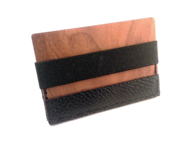 BLACK FRIDAY CODE: Off30 - Card holder wallet - Wooden wallet - Wood credit card case - Hand Crafted in Europe - Leather slim wallet