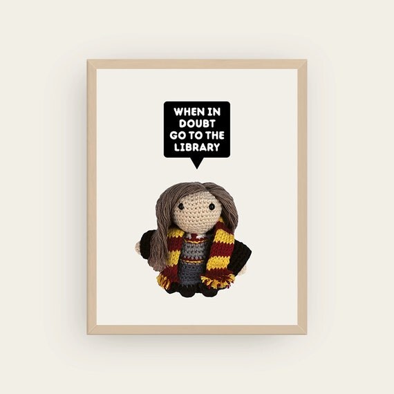 Hermione: When in doubt go to the Library! Amigurumis Prints.