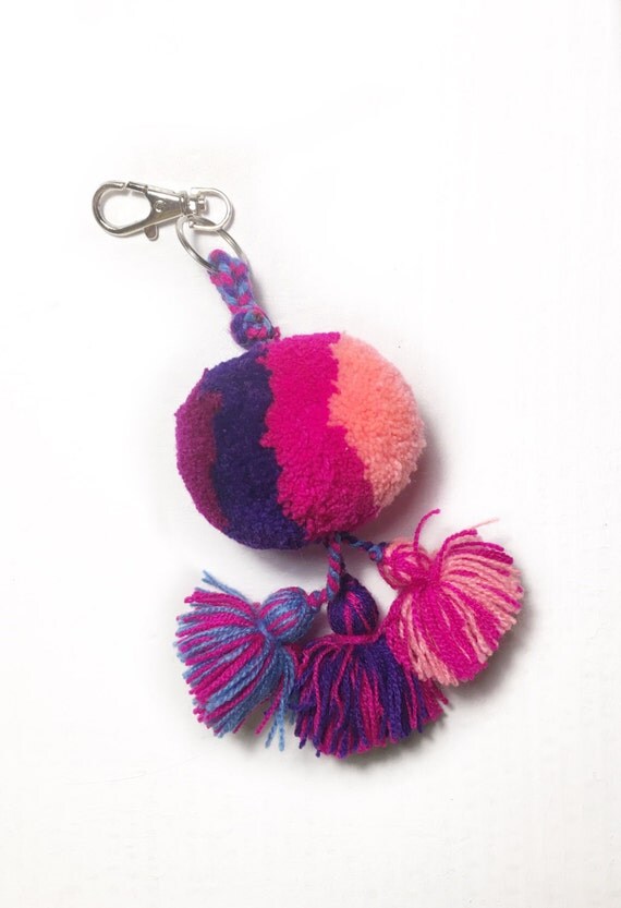 Yarn Keychain and Tassel PomPom / bag tassel / by PetuniaMX