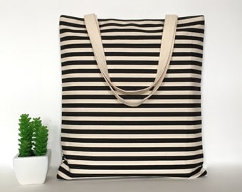 Stripe Canvas Tote Bag, Stripe Tote Bag, Minimalist Canvas Tote Bag, School Tote Bag, Casual Tote bag, Canvas Bag, Tote Bag Canvas, Tote bag