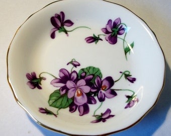 Royal Chelsea Spring Violets Butter Pat - English Bone China