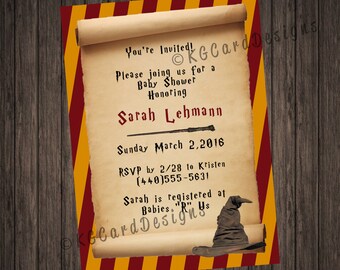 Harry Potter Scroll Baby Shower Invitation.