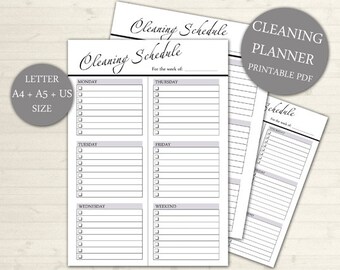 Cleaning schedule, WEEKLY CLEANING, Printable planner, Cleaning planner, Cleaning checklist, Housekeeping, Chore chart