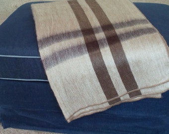 Alpaca Throw Blanket - Brown "plaid"