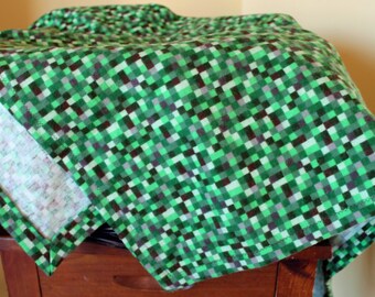 Handmade Flannel Receiving Baby Blanket Swaddle Girls Boys Neutral Green Brow Black Camo Minecraft Fabric
