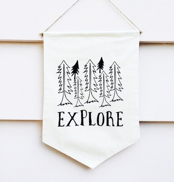 Explore Wall Hanging Banner Woodland Decor Nursery Decor