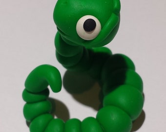 Terrarium / fairy miniature green cute worm figurine statue (Polymer Clay)