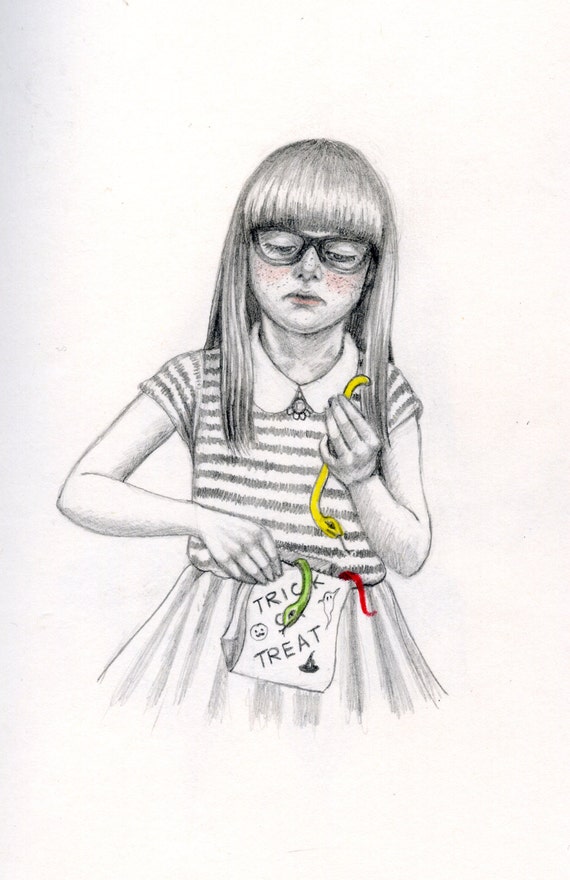 SALE Contaminated Candy Original Drawing Halloween